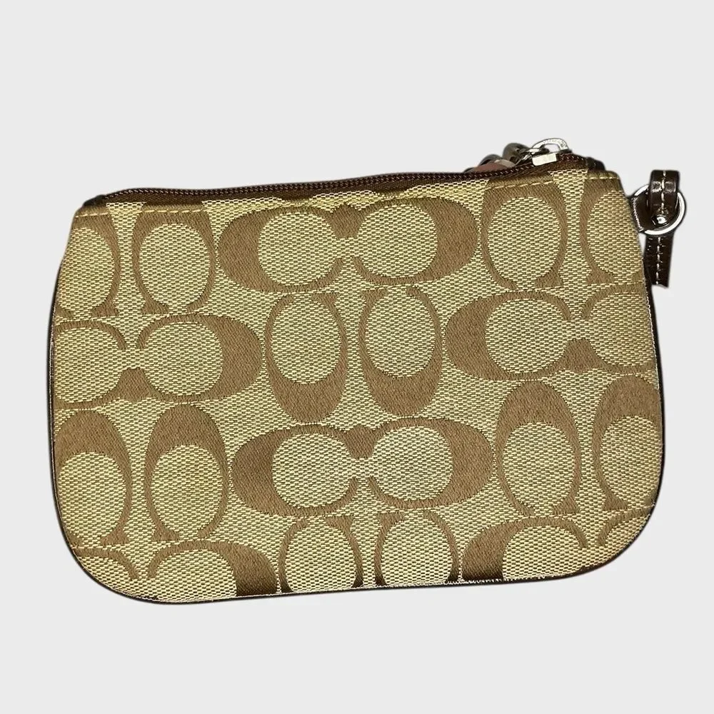 Coach Signature Wristlet with Purple Interior Classic Style, Everyday Chic